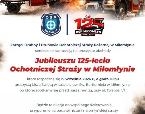 Jubileusz 125-lecia OSP Miłomłyn – uroczystość już 19 września