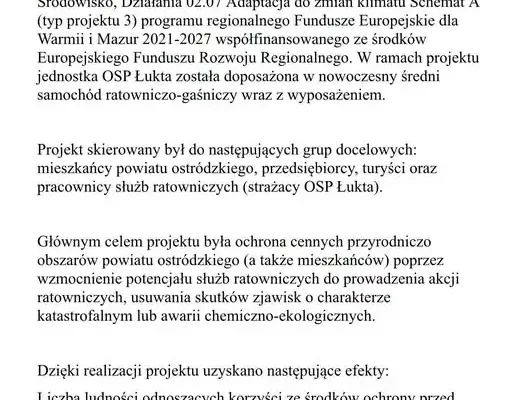 Nowy wóz ratowniczo-gaśniczy dla OSP Łukta dzięki funduszom europejskim