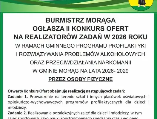 Morąg: 43 tys. zł na profilaktykę uzależnień – rusza II konkurs ofert dla osób fizycznych
