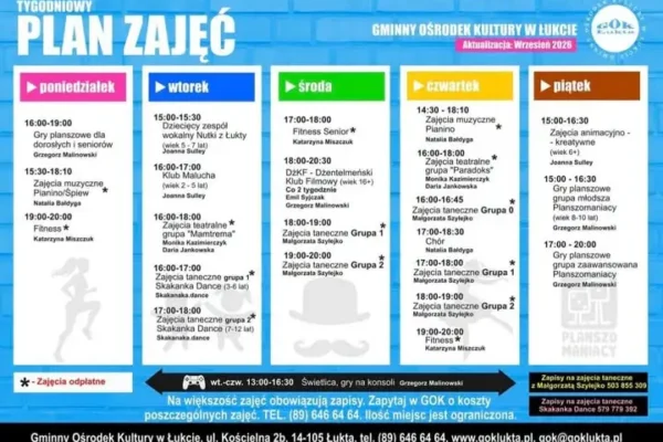 Gminny Ośrodek Kultury w Łukcie zaprasza na nowy sezon zajęć