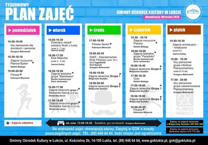 Gminny Ośrodek Kultury w Łukcie zaprasza na nowy sezon zajęć