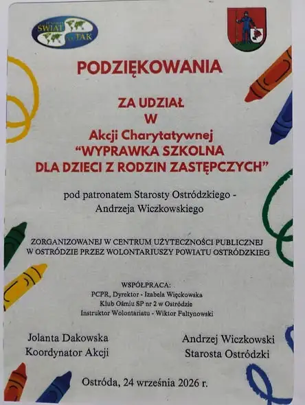 Inauguracja Wolontariatu Klubu Ośmiu w Powiecie Ostródzkim