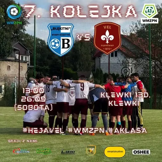 VEL jedzie do Klewek na mecz z Błękitnymi Stary Olsztyn