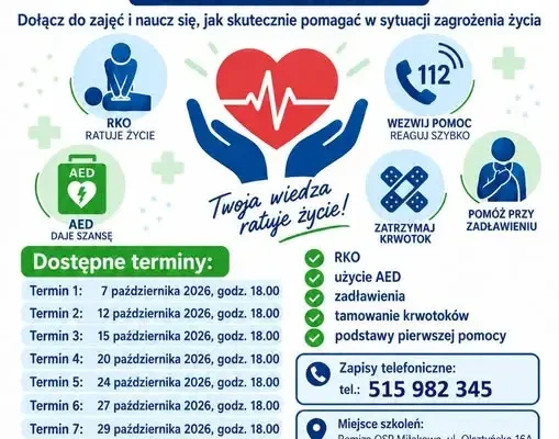 OSP Miłakowo zaprasza na bezpłatne szkolenia z pierwszej pomocy