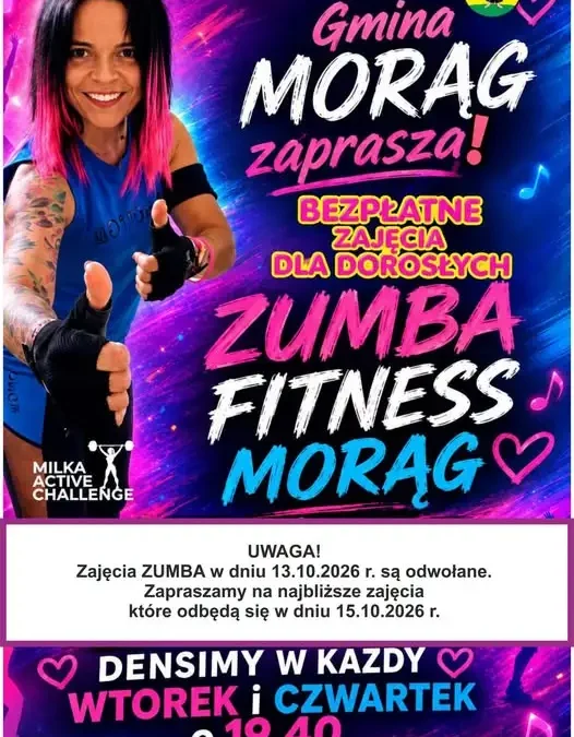 Zumba w Morągu: odwołane zajęcia 13 października, najbliższe 15 października