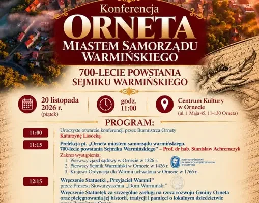 Orneta świętuje 700-lecie Sejmiku Warmińskiego – konferencja i statuetki