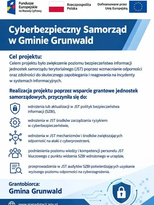 Gmina Grunwald inwestuje w cyberbezpieczeństwo – nowoczesna infrastruktura IT i szkolenia dla urzędników