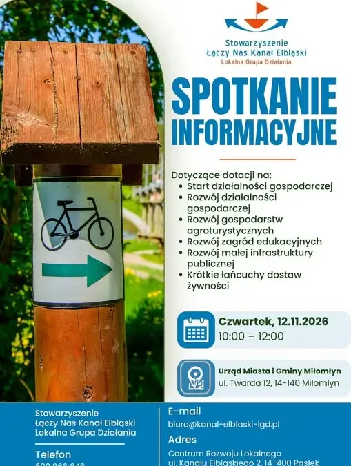 Miłomłyn: spotkanie o dotacjach dla firm i gospodarstw agroturystycznych