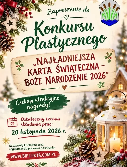 Konkurs plastyczny „Najładniejsza Kartka Świąteczna – Boże Narodzenie 2026” w Gminie Łukta