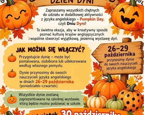 Pumpkin Day w ostrowskiej szkole – dyniowa wystawa i pomarańczowy piątek