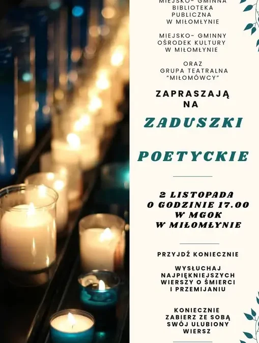 Zaduszki Poetyckie w Miłomłynie – wieczór pełen refleksji nad przemijaniem