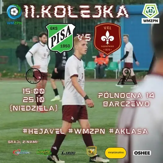 Wielkie derby w Barczewie: Pisa II zmierzy się z Velą w 11. kolejce
