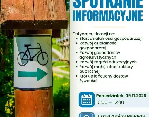 Małdyty: spotkanie o dotacjach z LGD Kanał Elbląski 9 listopada