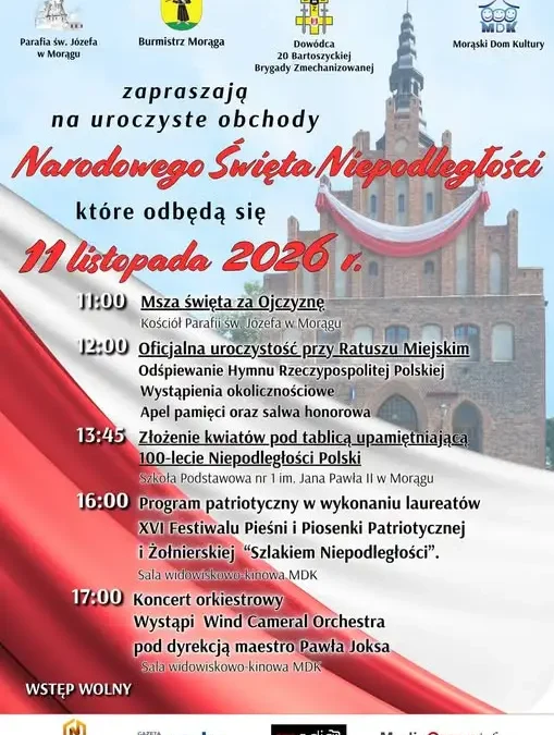 Morąg zaprasza na obchody Święta Niepodległości 11 listopada 2026