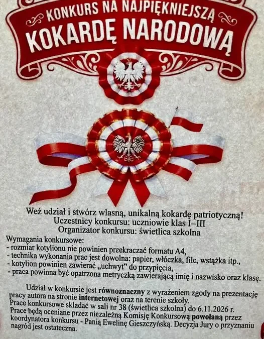 Konkurs na kokardę patriotyczną dla uczniów klas I-III