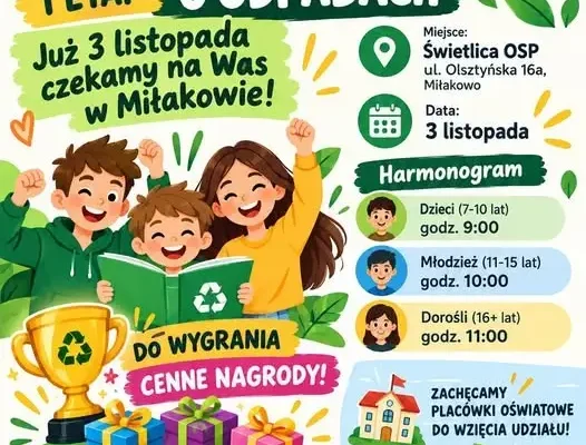Wielki Test Wiedzy o Odpadach w Miłakowie – sprawdź się już 3 listopada