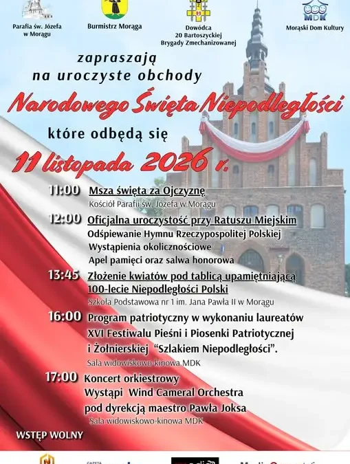 Morąg zaprasza na obchody 11 Listopada – program i koncerty